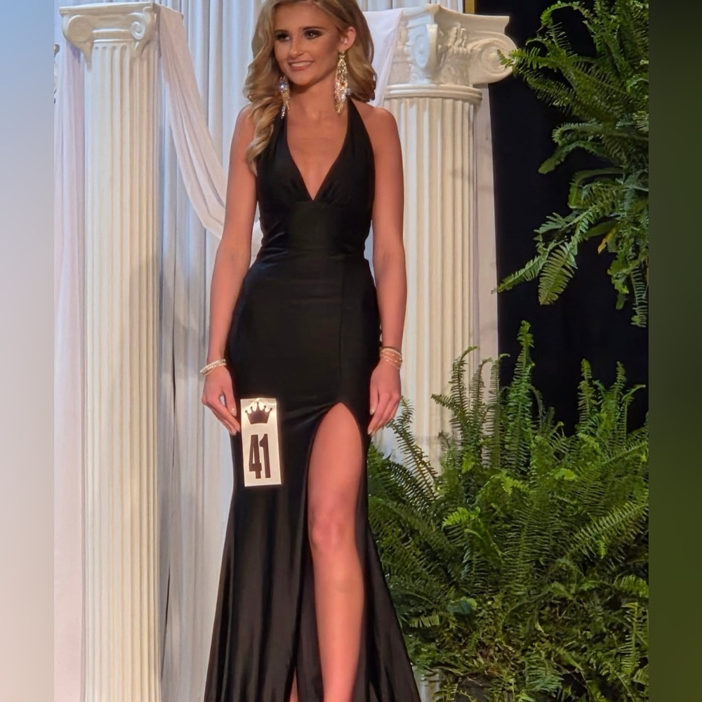 Elegant Black Halter Gown